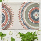 ニュートラルセージ青数々の曼荼羅 キッチンタオル (折り畳み)