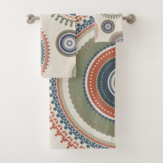 ニュートラルセージ青数々の曼荼羅 バスタオルセット (インサイチュ)