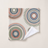 ニュートラルセージ青数々の曼荼羅 バスタオルセット (ウォッシュタオル)