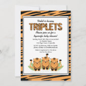 ニュートラルタイガートリプレットベビーシャワー招待状 招待状 (正面)