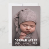 ニュートラルタイポグラフィ新生児写真 案内状 (正面)