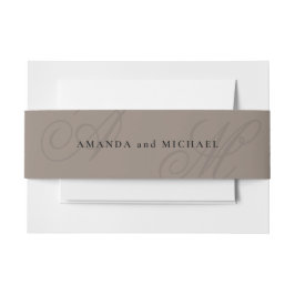 ニュートラルタモダンウペエエレガントグモノグラム結婚ズ 招待状ベリーバンド