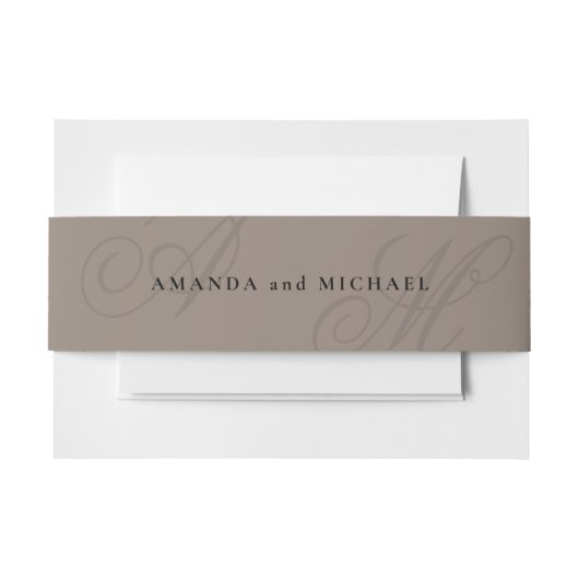 ニュートラルタモダンウペエエレガントグモノグラム結婚ズ 招待状ベリーバンド (正面例)