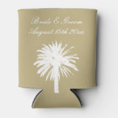 ニュートラルタンカラーパレットパームツリービーチ結婚式 缶クーラー (正面)