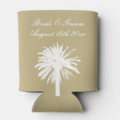 ニュートラルタンカラーパレットパームツリービーチ結婚式 缶クーラー (裏面)