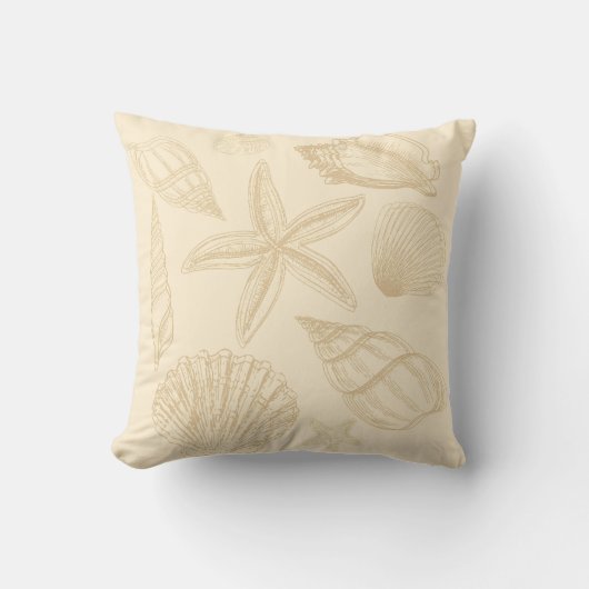 ニュートラルタンベージュシーシェルシェルビーチハウス クッション (正面)