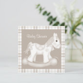 ニュートラルチェック揺動馬赤ちゃんシャワー招待状 招待状 (スタンド正面)