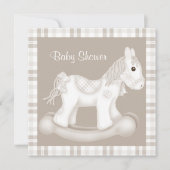 ニュートラルチェック揺動馬赤ちゃんシャワー招待状 招待状 (正面)