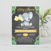 ニュートラルチャルクボードエレファントベビーシャワー招待状 招待状 (スタンド正面)