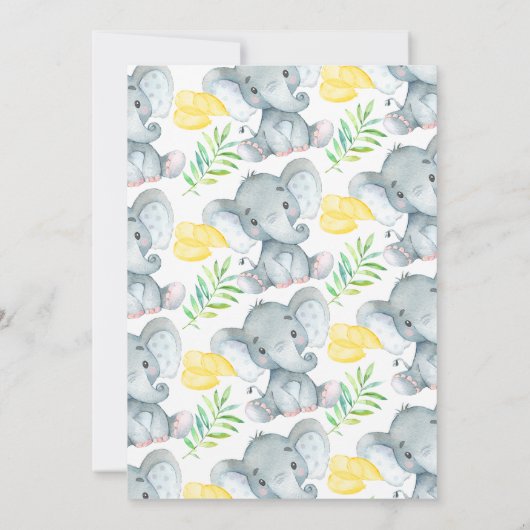ニュートラルチャルクボードエレファントベビーシャワー招待状 招待状 (裏面)