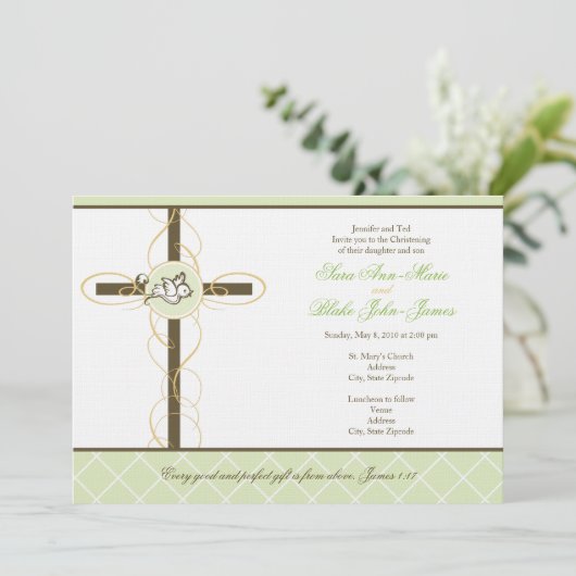 ニュートラルツインズ《キリスト教》洗礼式や命名式/バプティスマス招待状 招待状 (スタンド正面)