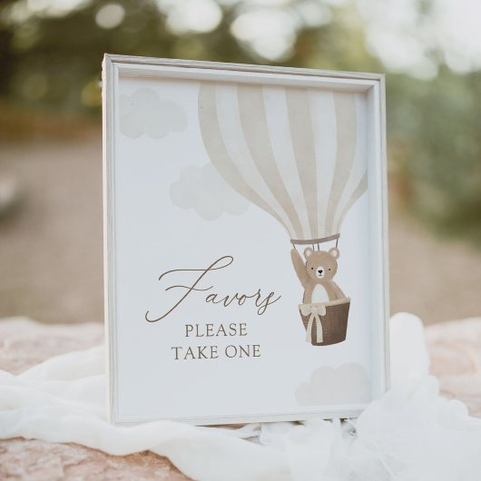 ニュートラルテディベアバルーンベビーシャワー親善署名 ポスター