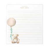 ニュートラルテディベアバルーンメモパーソナライズされた帳 ノートパッド (正面)