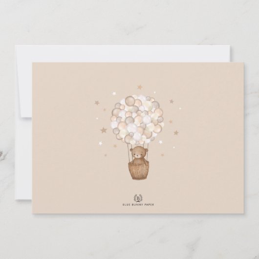 ニュートラルテディベアバルーン1st誕生日パーティー 招待状 (裏面)