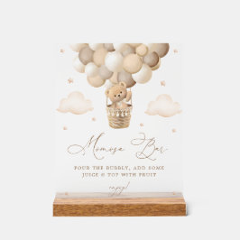 ニュートラルテディベアベビーシャワーミモサバー アクリルサイン