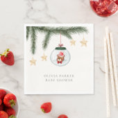 ニュートラルテディベア冬のベビーシャワー スタンダードランチョンナプキン (インサイチュ)