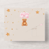 ニュートラルテディベア熱い空気バルーン赤ちゃんシャワー オールインワン招待状 (裏面)