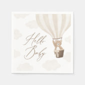 ニュートラルテディベア熱い空気バルーン赤ちゃんシャワー スタンダードカクテルナプキン (正面)