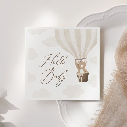 ニュートラルテディベア熱い空気バルーン赤ちゃんシャワー スタンダードカクテルナプキン