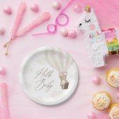 ニュートラルテディベア熱い空気バルーン赤ちゃんシャワー ペーパープレート (パーティー)