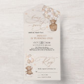 ニュートラルテディベア熱気球1st誕生日 オールインワン招待状 (内側)