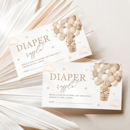ニュートラルテディベア赤ちゃんシャワーおむつラッフル エンクロージャーカード