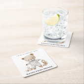 ニュートラルテディベア赤ちゃんシャワーコースター スクエアペーパーコースター (インサイチュ)