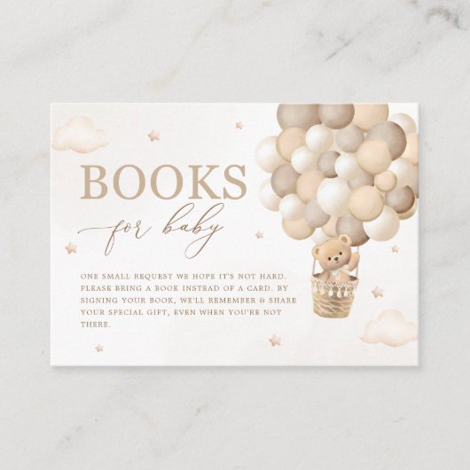 ニュートラルテディベア赤ちゃんシャワー予約リクエスト エンクロージャーカード (正面)