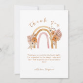 ニュートラルテラコッタボホレインボーフローラベビーシャワー サンキューカード (正面)