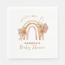 ニュートラルテラコッタボホレインボーフローラベビーシャワー スタンダードランチョンナプキン