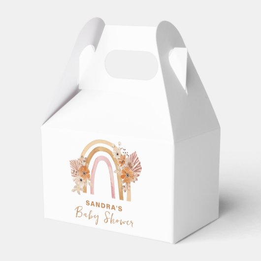 ニュートラルテラコッタボホレインボーフローラベビーシャワー フェイバーボックス (正面サイド)