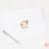 ニュートラルテラコッタボホレインボーフローラベビーシャワー ラウンドシール (封筒)