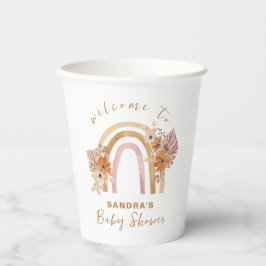 ニュートラルテラコッタボホレインボーフローラベビーシャワー 紙コップ