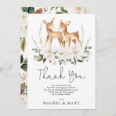 ニュートラルディアツインズアイボリーフローラグリーンリーベビーファウン サンキューカード (正面/裏面)
