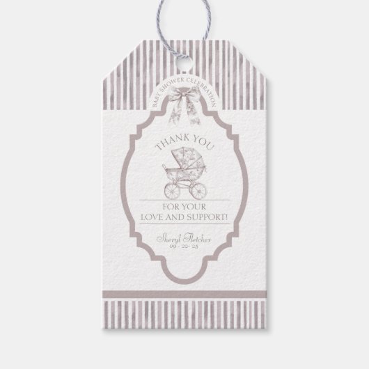 ニュートラルトイレデジュエベビーブシャワーメッセージカード ギフトタグ (正面)