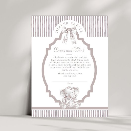 ニュートラルトイレベビーシャワーおむつラッフルカード 招待状