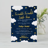 ニュートラルトゥインクルリトルスターベビーシャワー実在 箔招待状 (立ち正面)