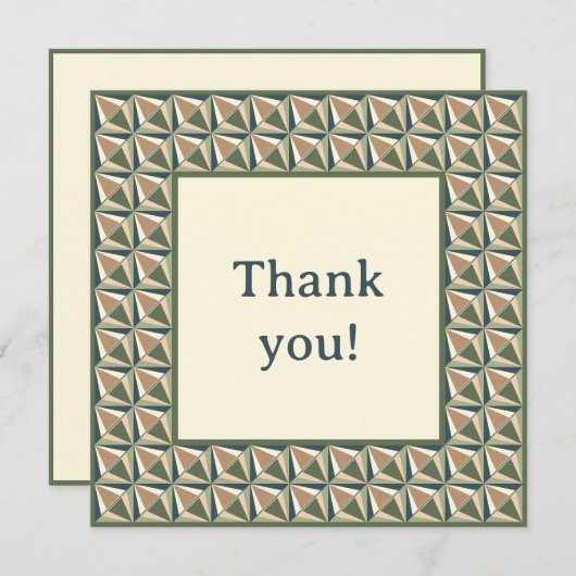 ニュートラルトーンのダイヤモンドシェイプ サンキューカード (正面/裏面)