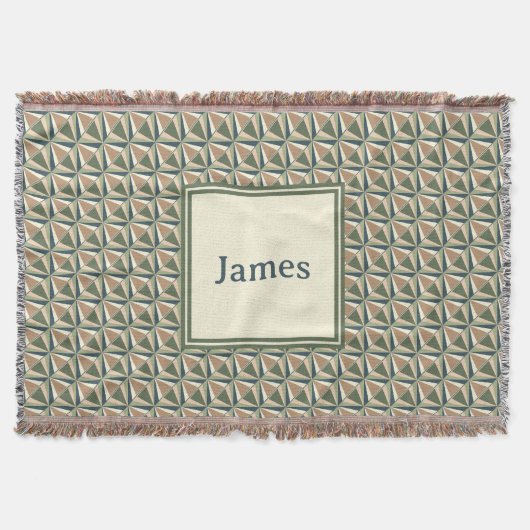 ニュートラルトーンのダイヤモンドシェイプ スローブランケット (正面)