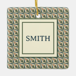 ニュートラルトーンのダイヤモンドシェイプ セラミックオーナメント