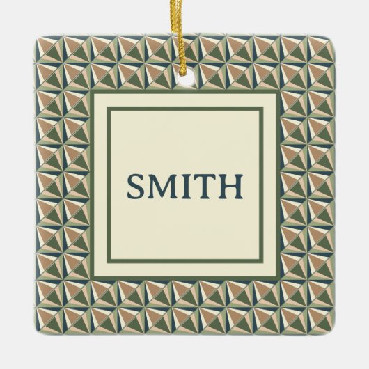 ニュートラルトーンのダイヤモンドシェイプ セラミックオーナメント (正面)