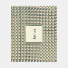 ニュートラルトーンのダイヤモンドシェイプ フリースブランケット