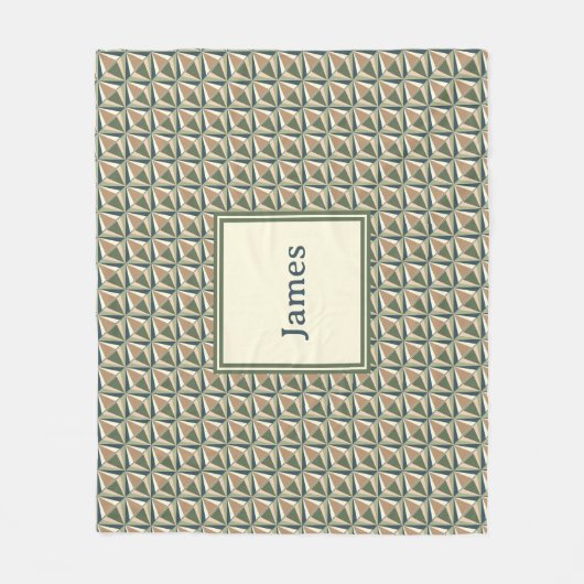 ニュートラルトーンのダイヤモンドシェイプ フリースブランケット (正面)