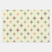 ニュートラルトーンのミッドセンチュリー原子スターバスト ラッピングペーパーシート (正面)