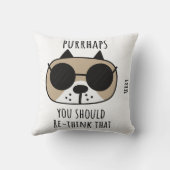 ニュートラルトーンのミニマリスト猫ユーモアデザイン クッション (裏面)