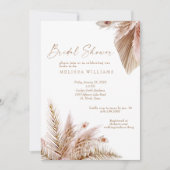 ニュートラルトーンパンパスブライダルシャワー 招待状 (正面)