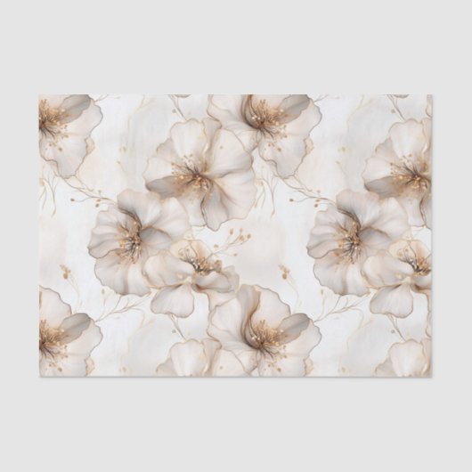 ニュートラルトーンフラワーズデクページティッシュペーパー 薄葉紙 (正面)