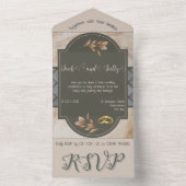 ニュートラルトーンフローラすべて1つの結婚式の招待 オールインワン招待状 (内側)