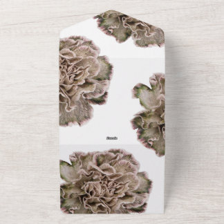 ニュートラルトーンフローラすべて1つの結婚式の招待 オールインワン招待状