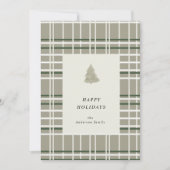 ニュートラルトーンプレイドミニマリストホリデーカード シーズンカード (正面)